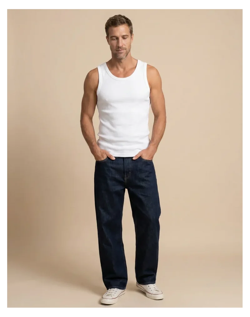 Débardeur Blanc homme côte 2x2