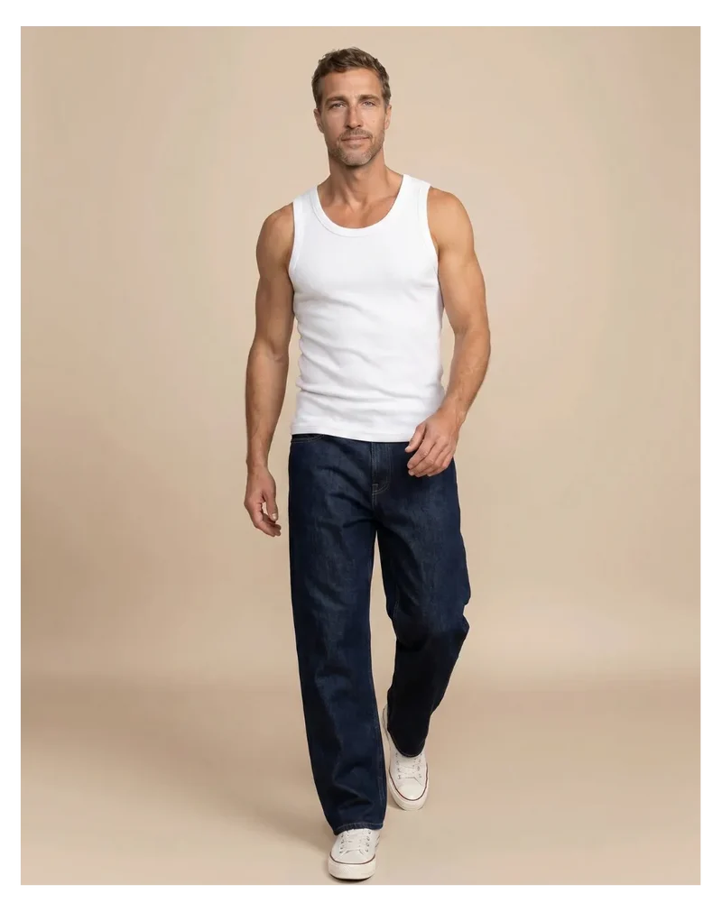 Débardeur Blanc homme côte 2x2
