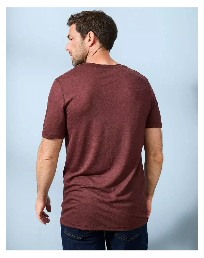 T-shirt laine merinos Homme Marron