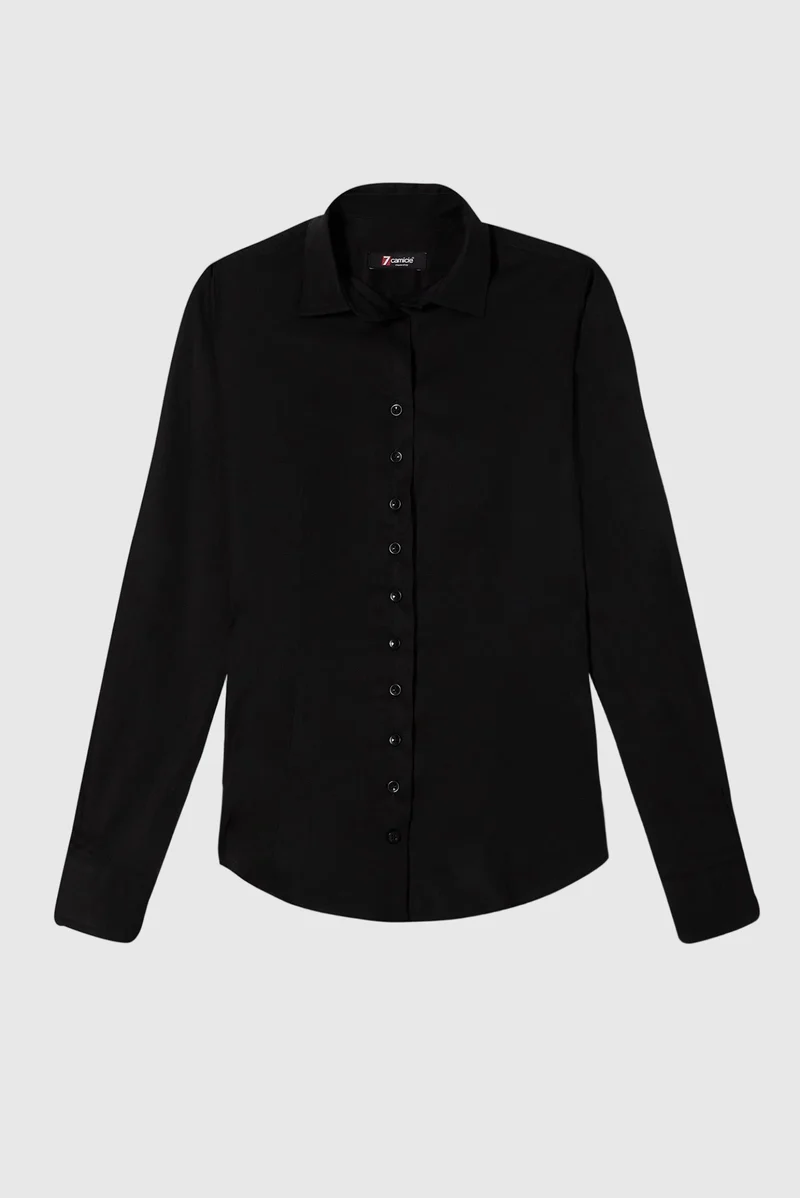 Linda Poplin Stretch Women Essentials Shirt Black