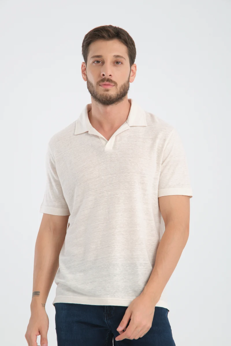 Linen Man Polo White