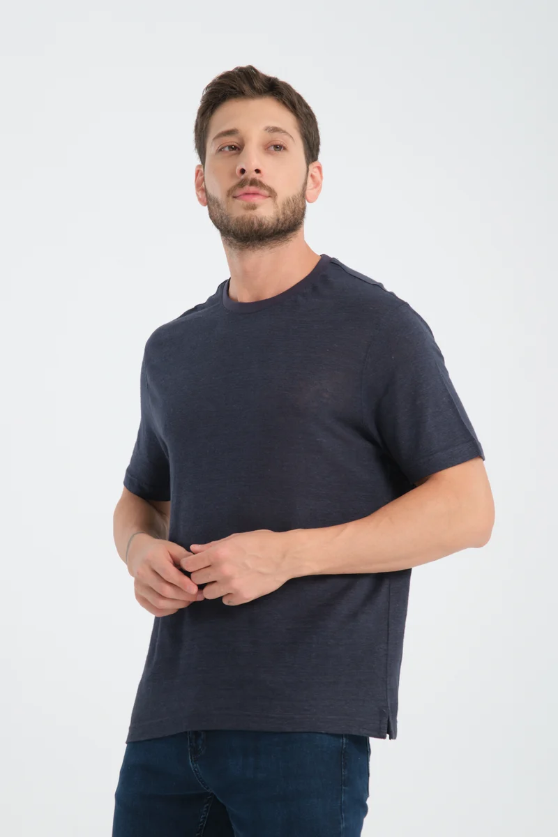 Linen Man T-shirt Blue
