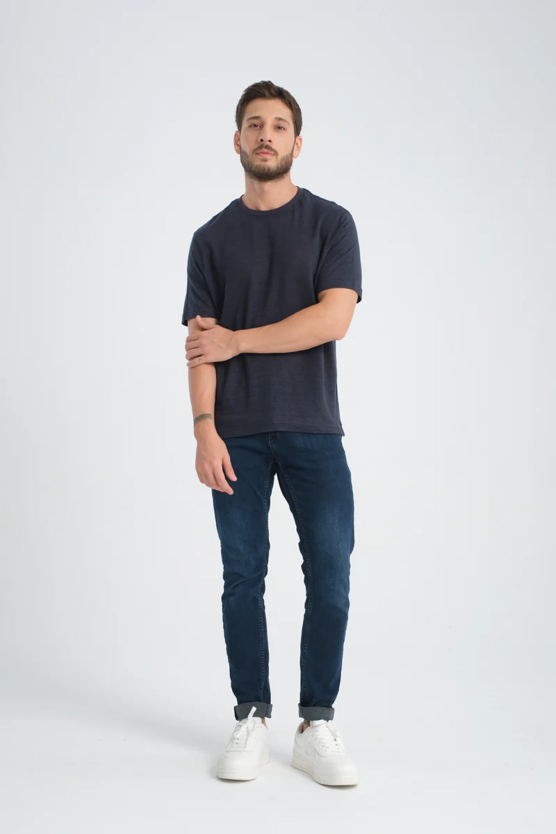 Linen Man T-shirt Blue