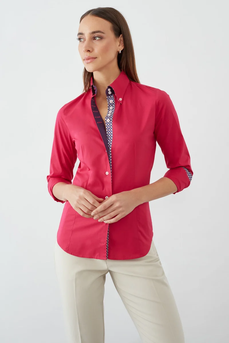 Silvia Iconic Poplin Stretch Women’s Shirt Pink