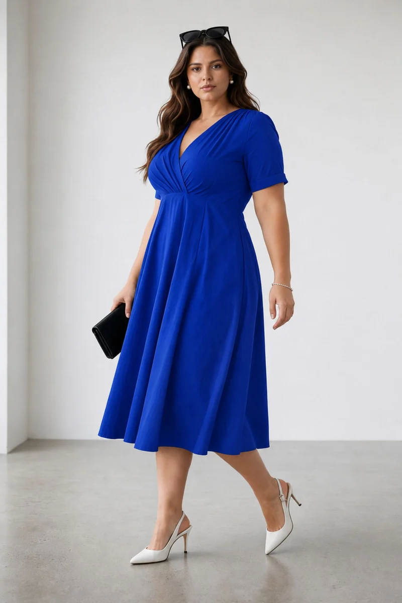 Briova|Cotton Fit And Flare Midi Dress
