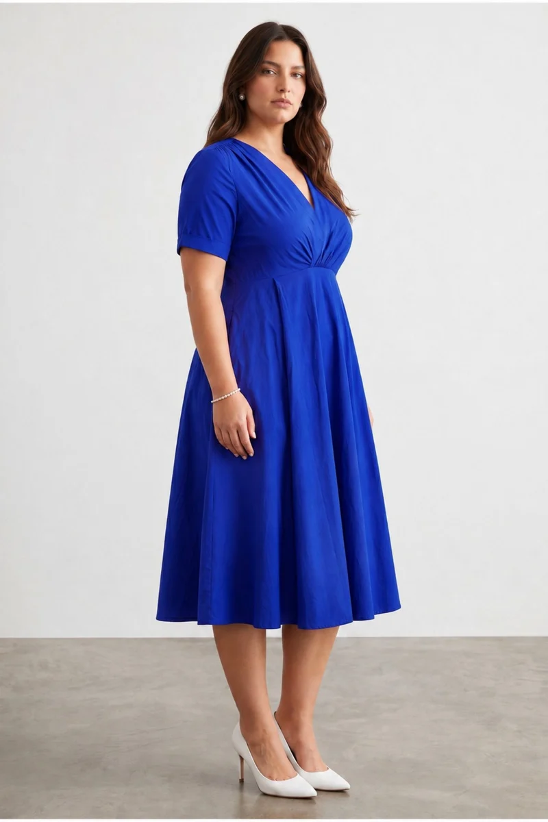 Briova|Cotton Fit And Flare Midi Dress