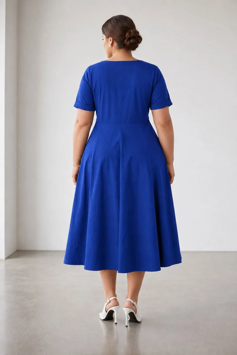 Briova|Cotton Fit And Flare Midi Dress