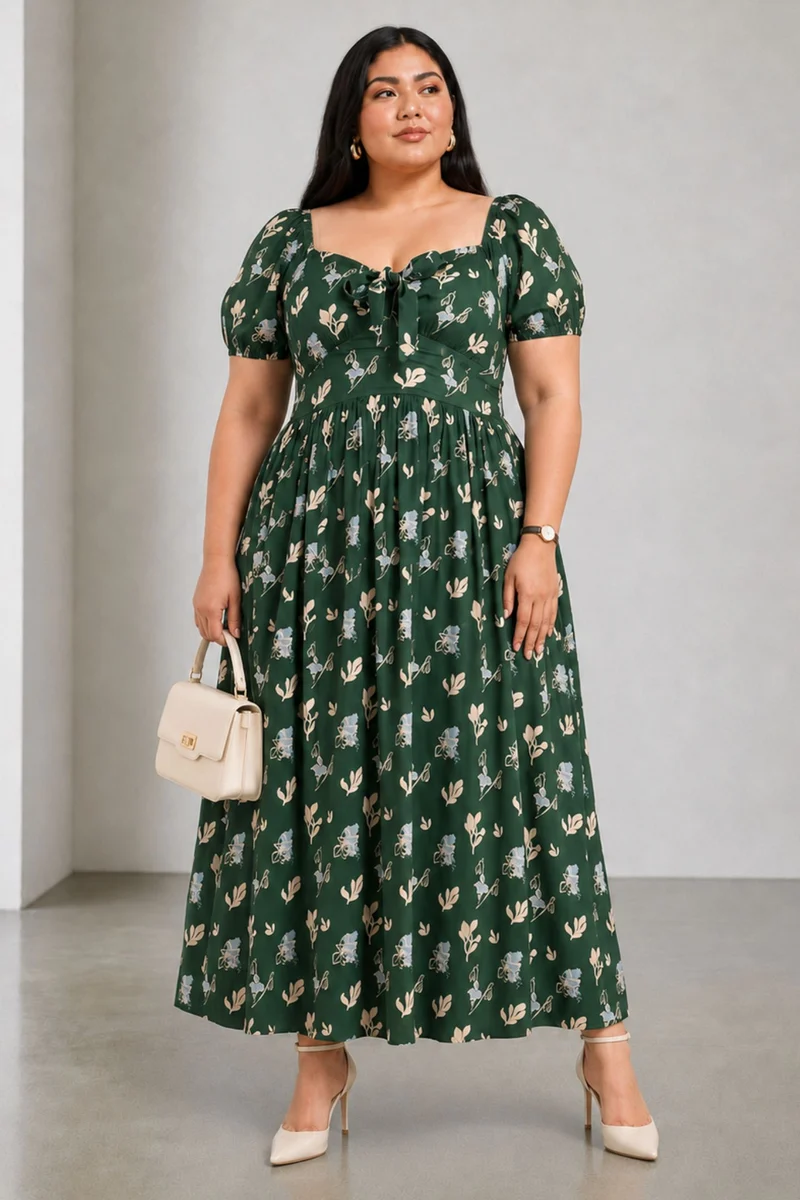 Camira|Viscose Maxi Dress With Front Tie Up