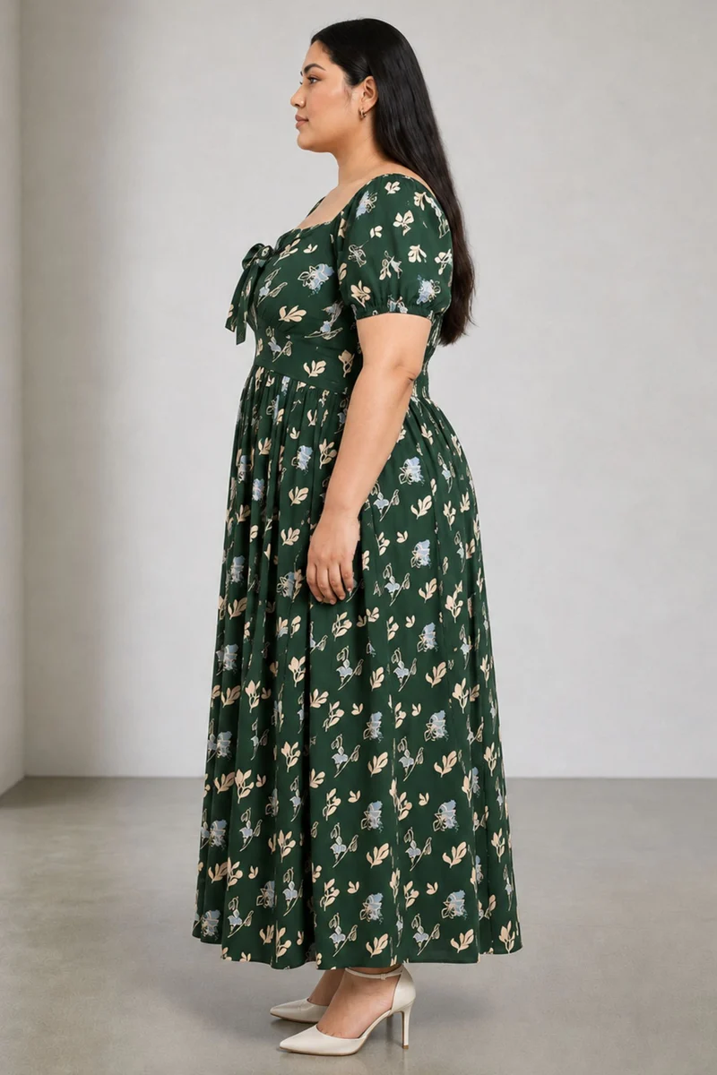 Camira|Viscose Maxi Dress With Front Tie Up