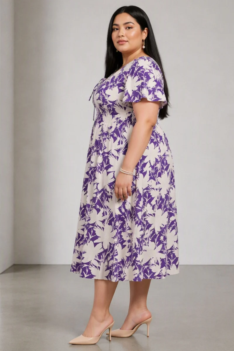 Pavre|Cotton Fit And Flare Midi Dress