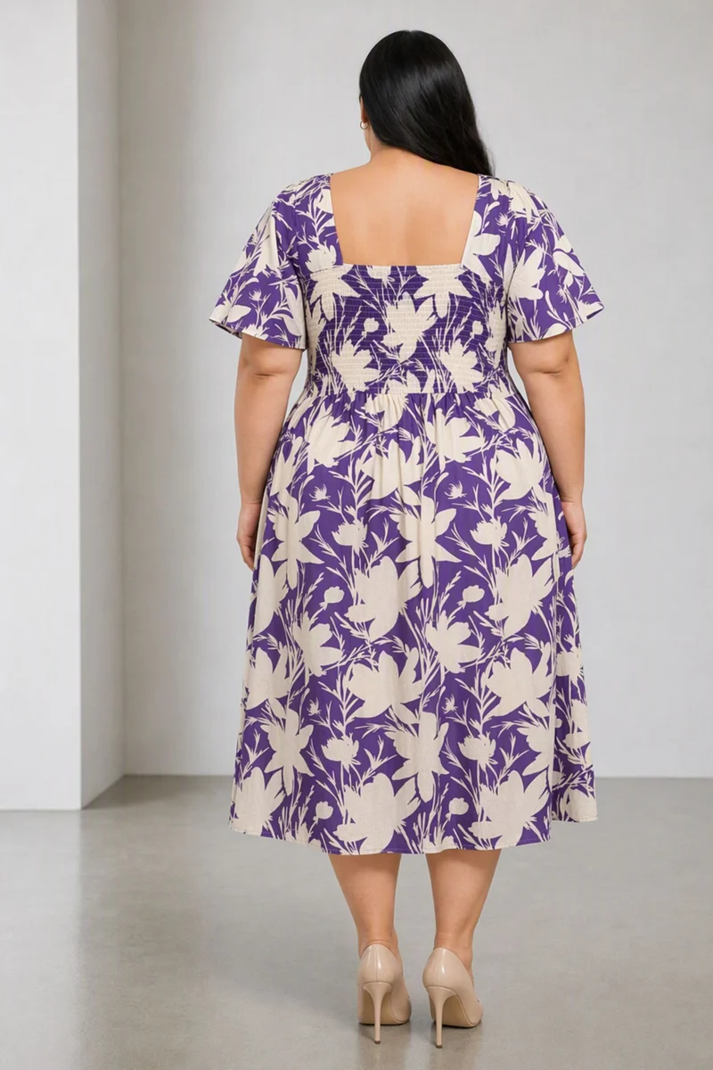 Pavre|Cotton Fit And Flare Midi Dress