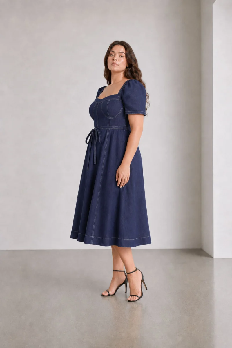 Orelia|100% Viscose Fitted Bodice Flared Dress