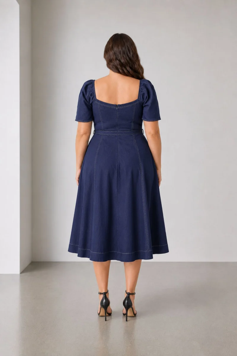 Orelia|100% Viscose Fitted Bodice Flared Dress