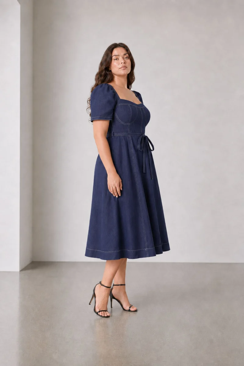 Orelia|100% Viscose Fitted Bodice Flared Dress