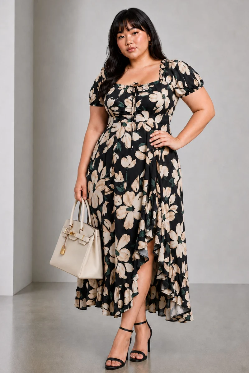 Orlina|Viscose Highlow Maxi Dress