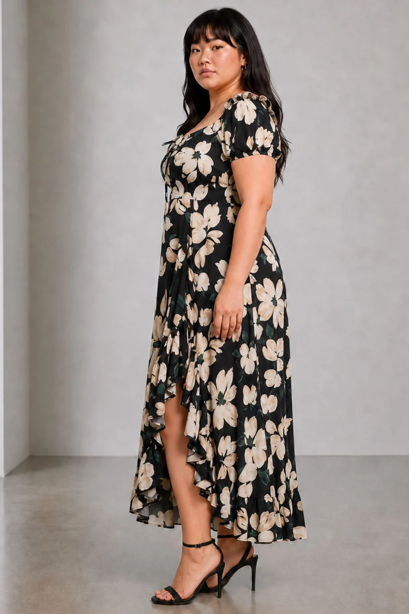 Orlina|Viscose Highlow Maxi Dress