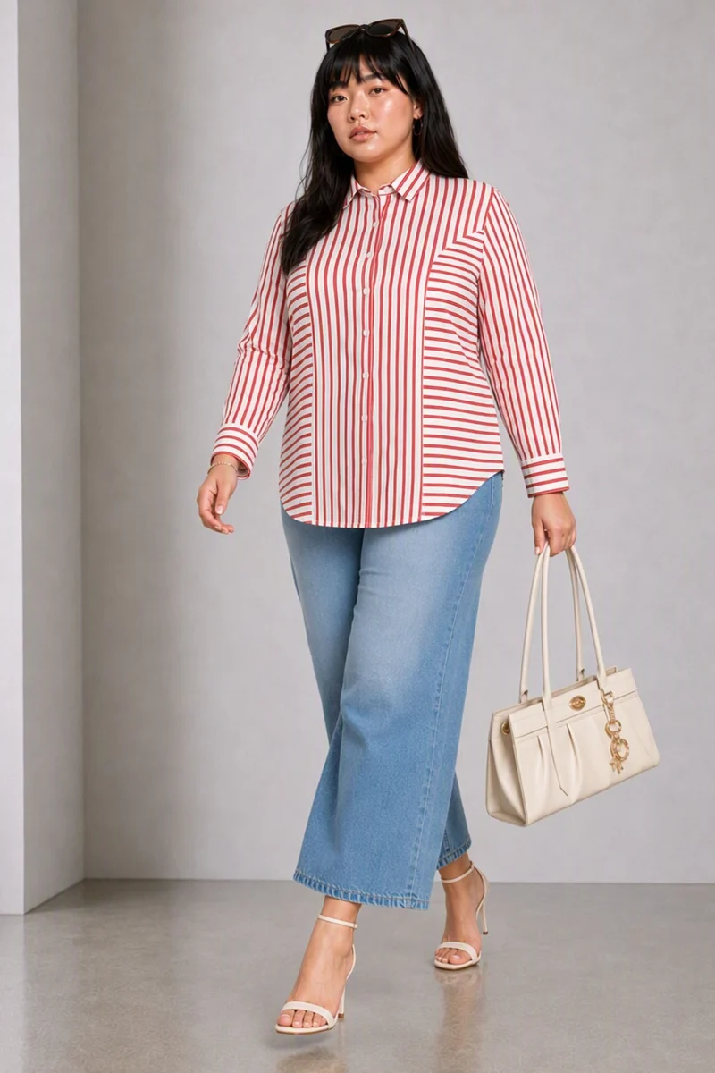 Tessar|Cotton Stripe Panelled Shirt