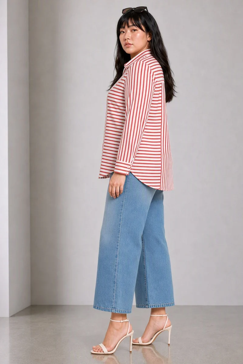 Tessar|Cotton Stripe Panelled Shirt