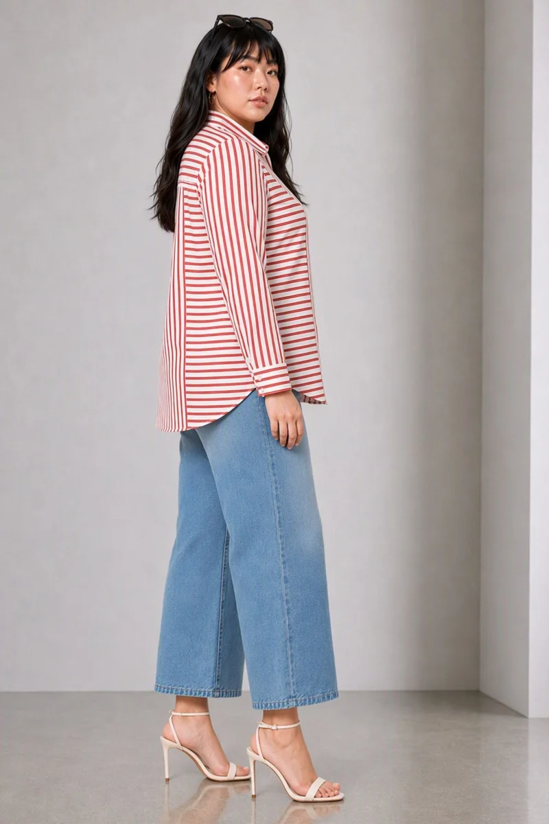 Tessar|Cotton Stripe Panelled Shirt