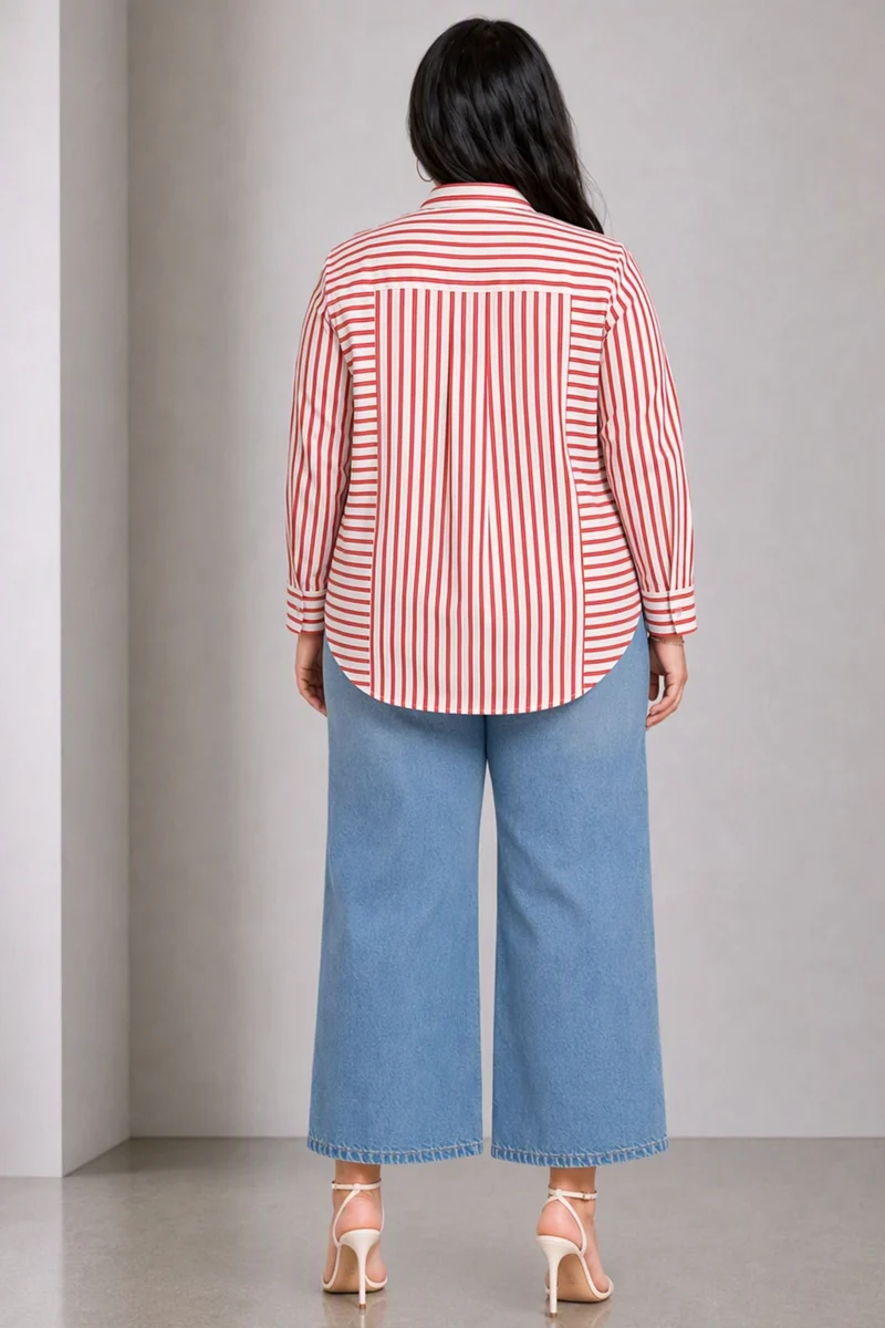 Tessar|Cotton Stripe Panelled Shirt