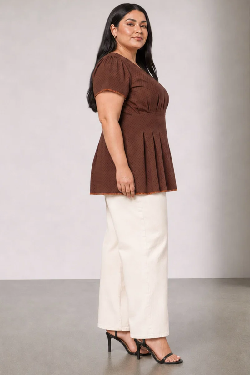 Tressa|Cotton Pleated Button Down Top