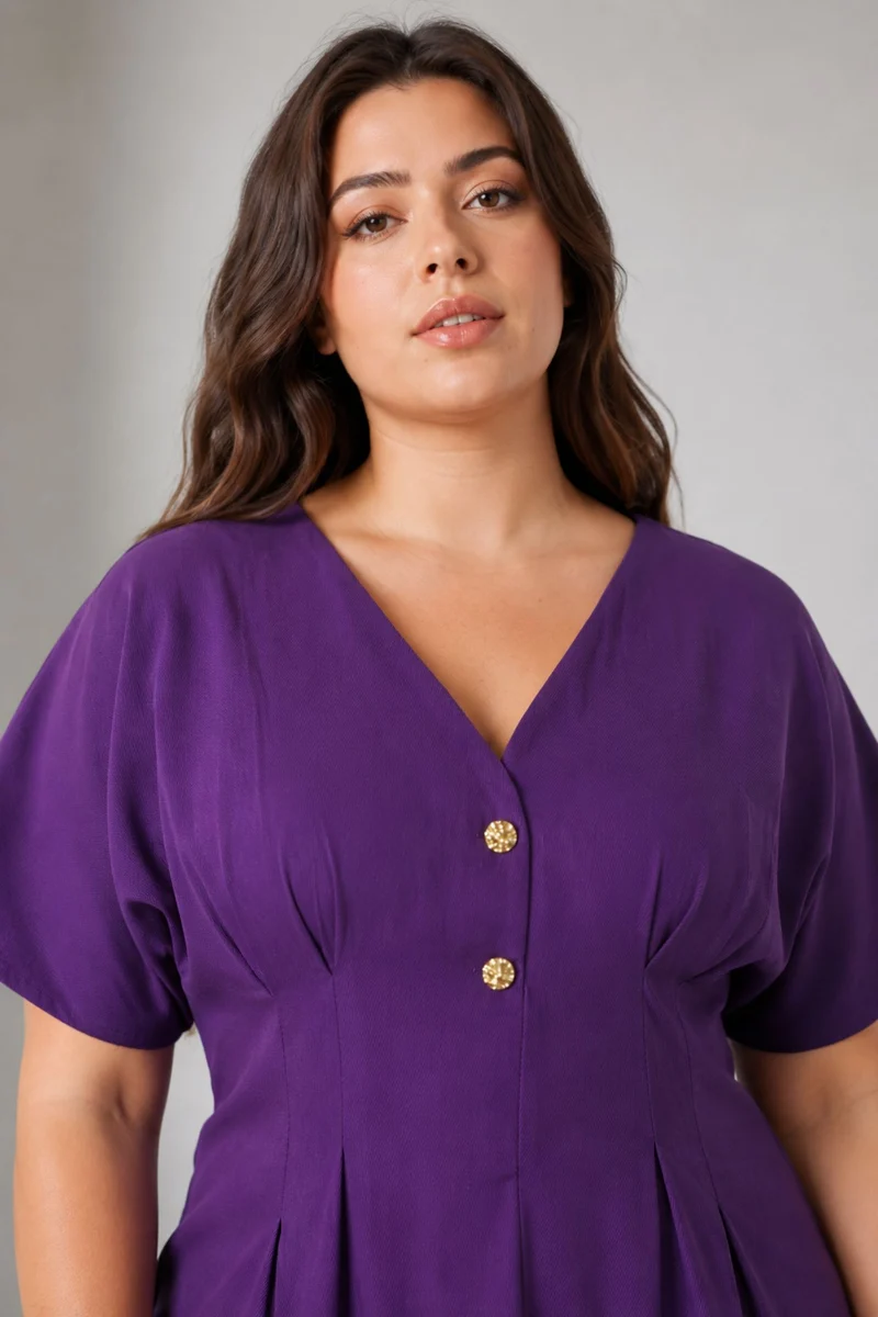 Vivienne|100% Viscose V Neck Fit & Flare Dress