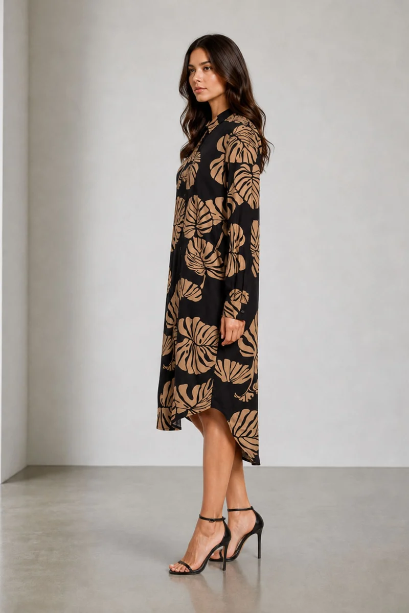 Cavra|Viscose Midi Shirt Dress