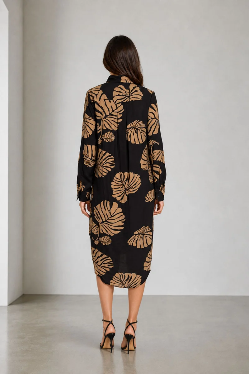 Cavra|Viscose Midi Shirt Dress