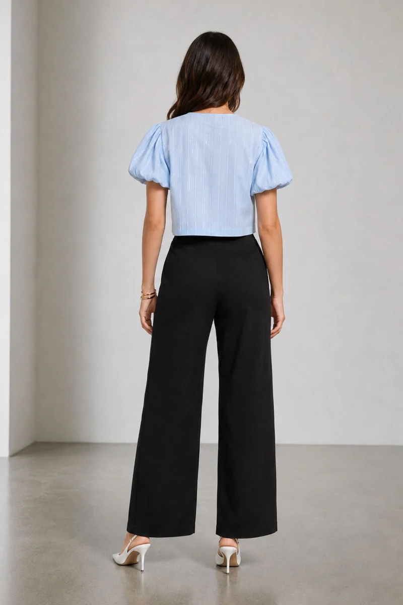 Orina|Cotton Puff Sleeve Cropped Shirt