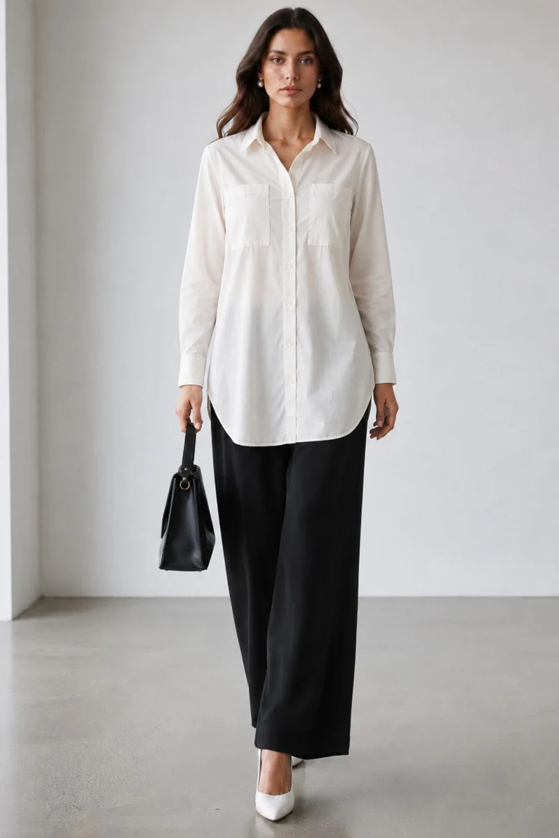Savio|Relaxed Cotton Linen Longline Shirt