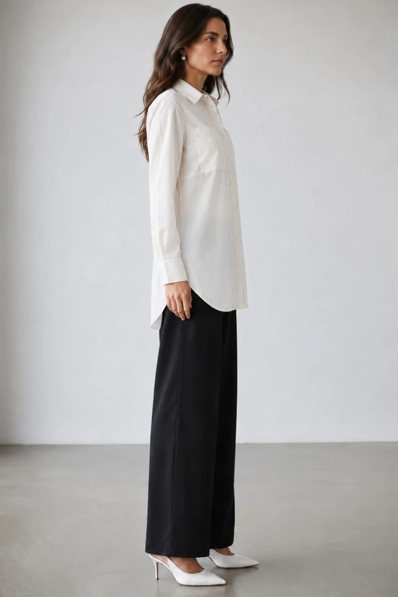 Savio|Relaxed Cotton Linen Longline Shirt