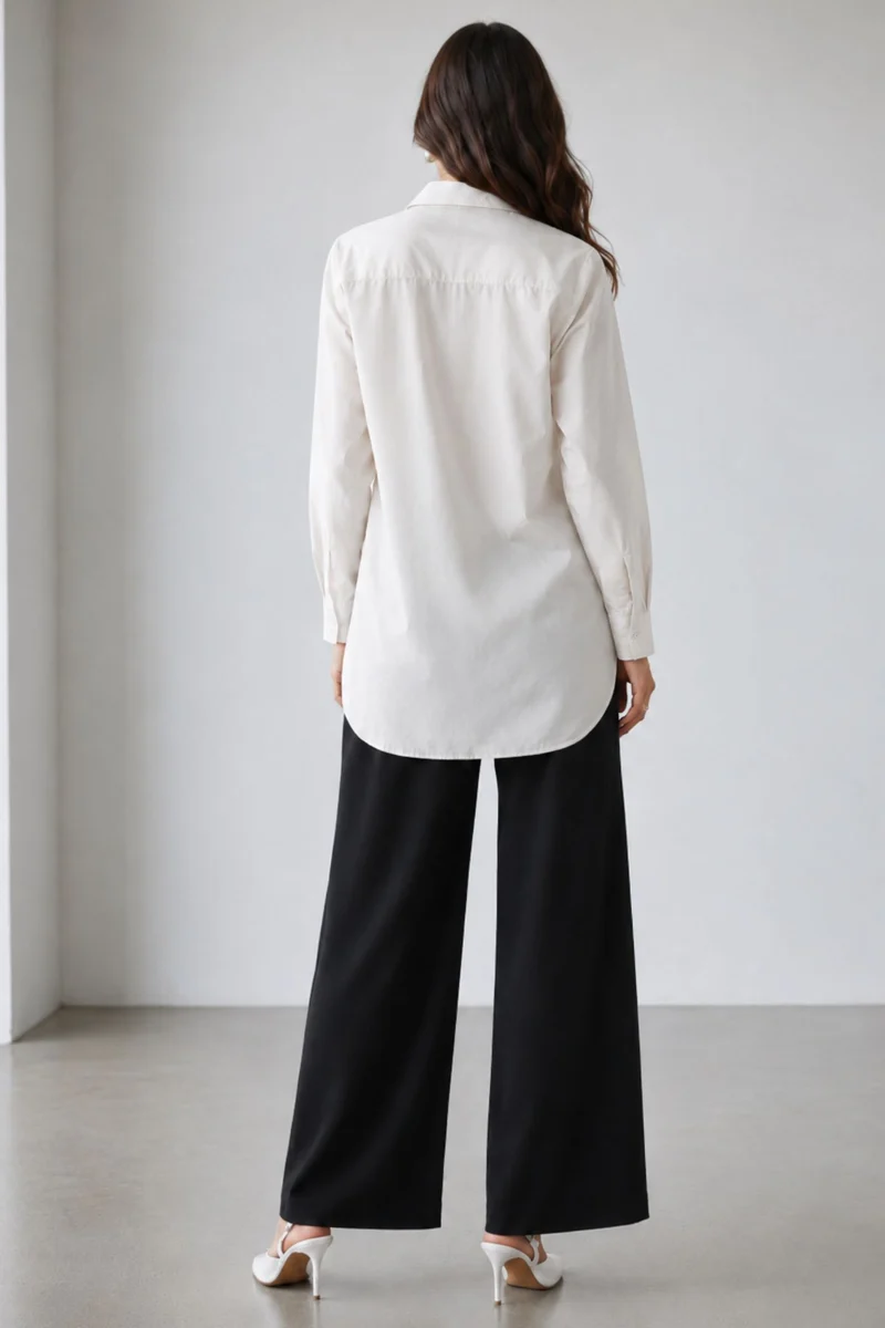 Savio|Relaxed Cotton Linen Longline Shirt