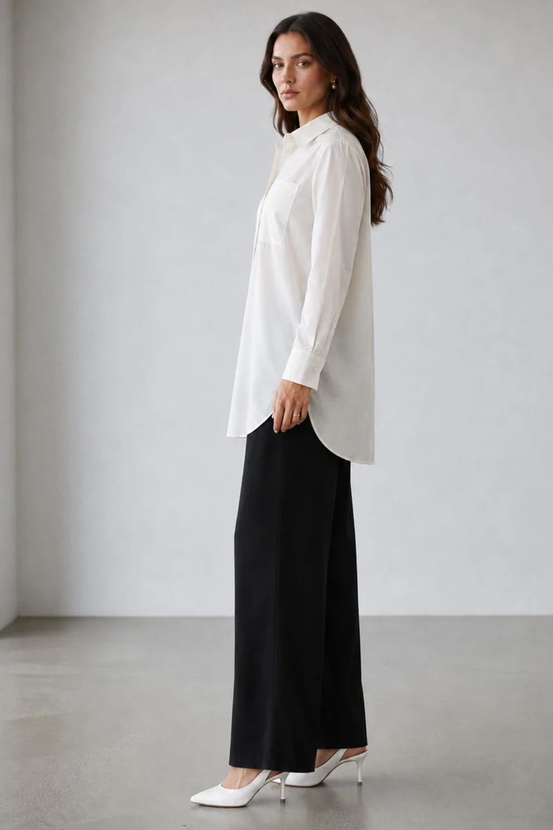Savio|Relaxed Cotton Linen Longline Shirt