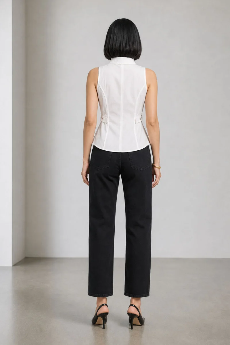 Veyn|Cotton Halter Neck Sleeveless Shirt
