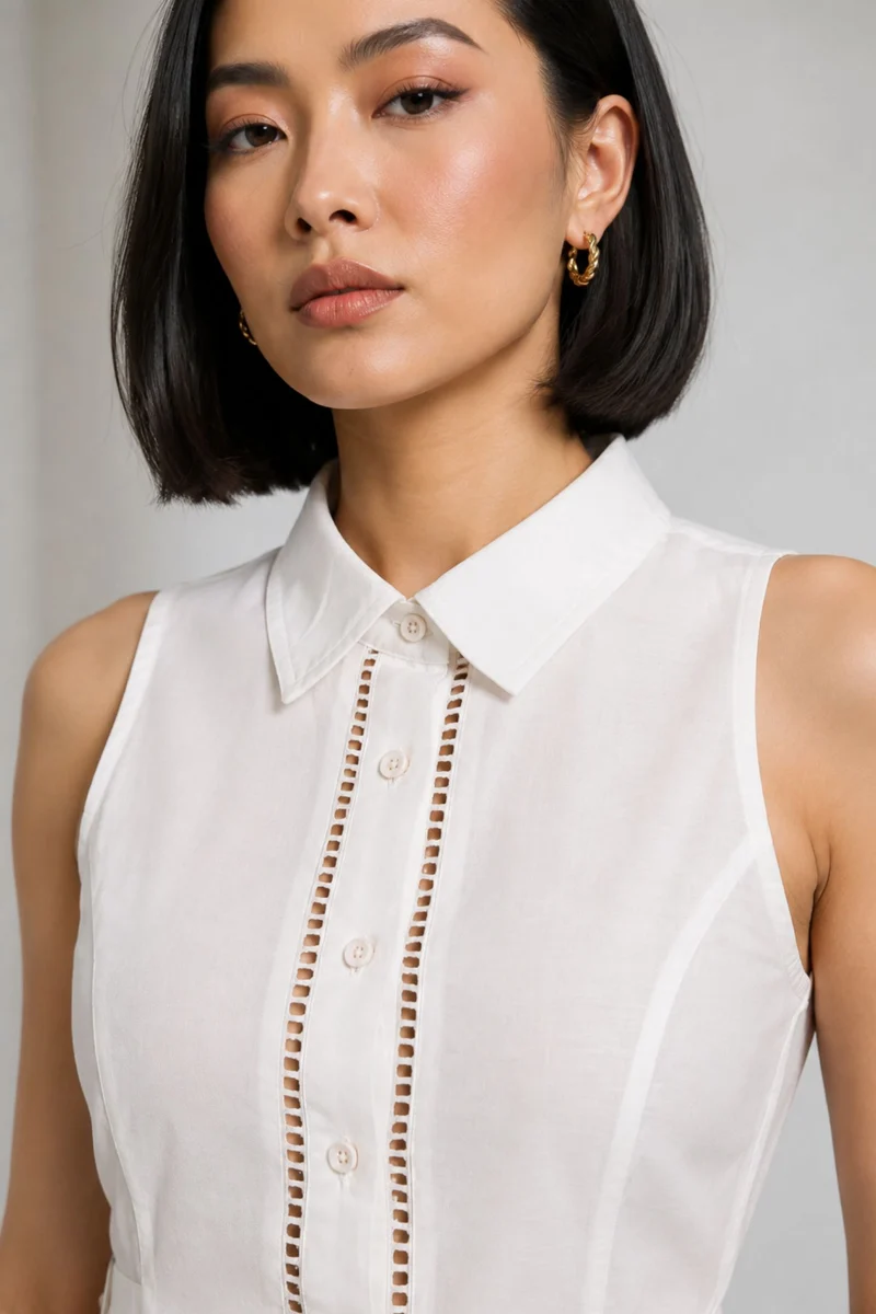 Veyn|Cotton Halter Neck Sleeveless Shirt