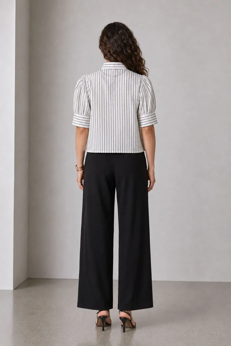 Nolina|Cotton Angled Yoke Striped Shirt