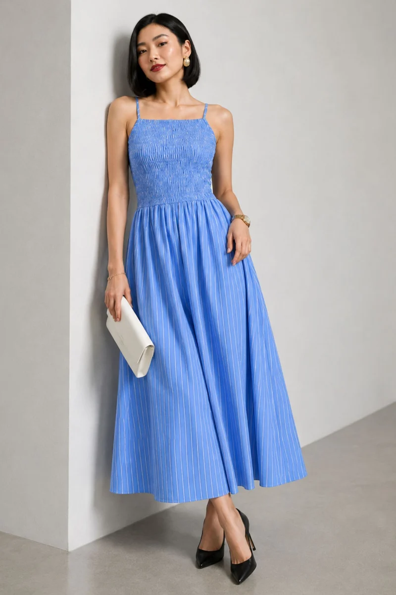 Avora|Cotton Smocked Maxi Dress