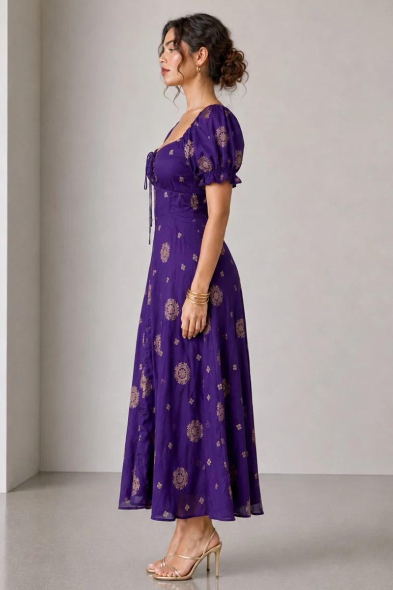 Vinca|Cotton Sweetheart Neck Midi Dress