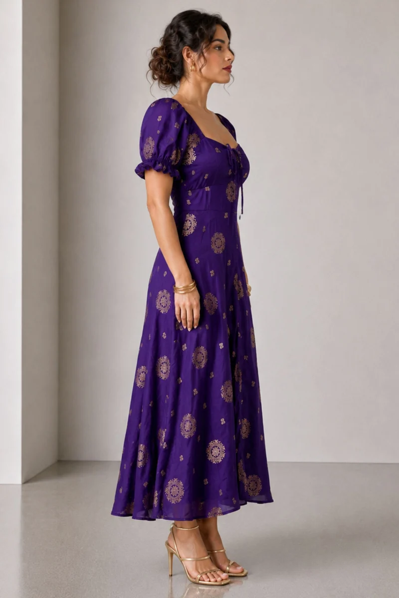 Vinca|Cotton Sweetheart Neck Midi Dress