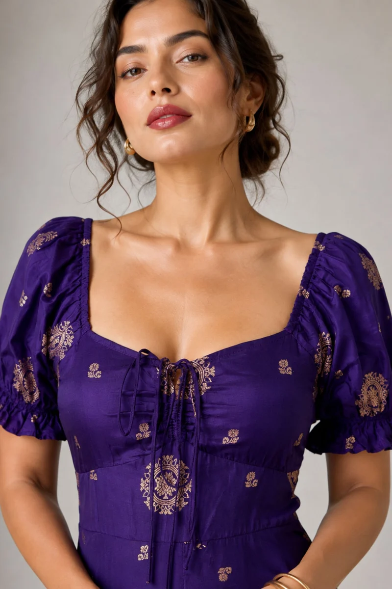Vinca|Cotton Sweetheart Neck Midi Dress