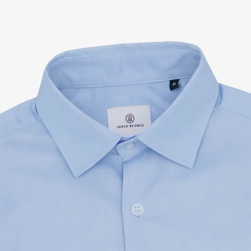 Chemise manches longues en coton bleu ciel