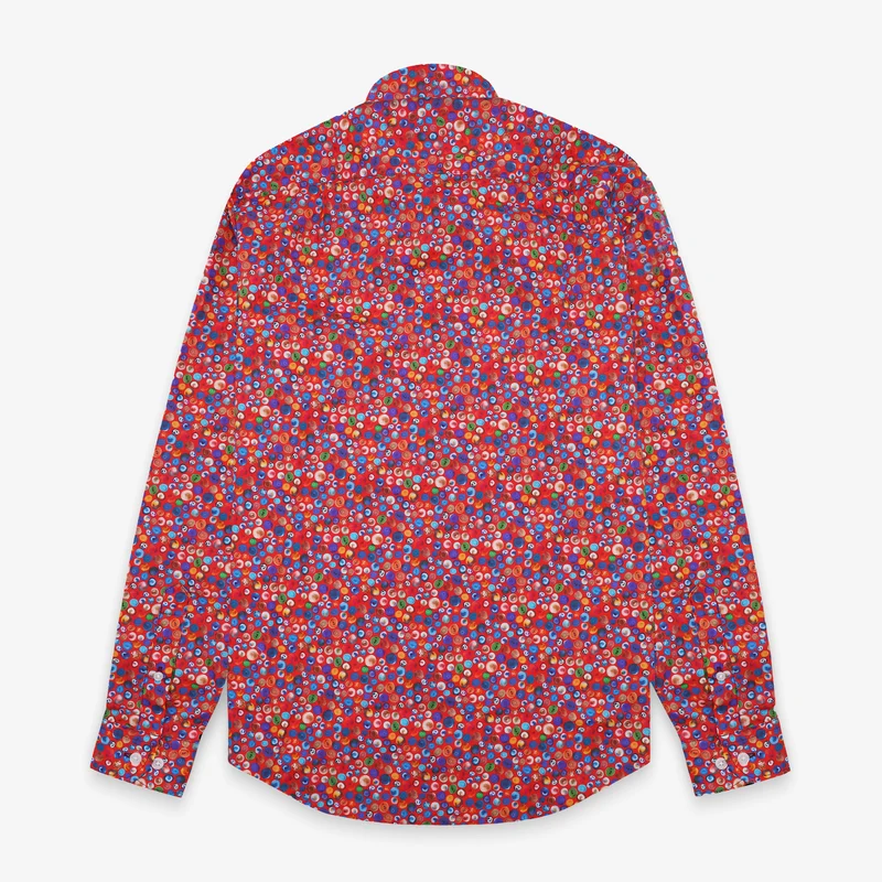 Chemise manches longues en coton rouge avec imprimé boules