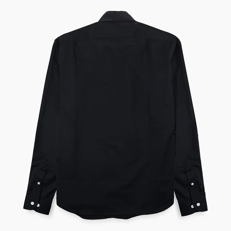 Chemise manches longues en coton avec poche poitrine ronde