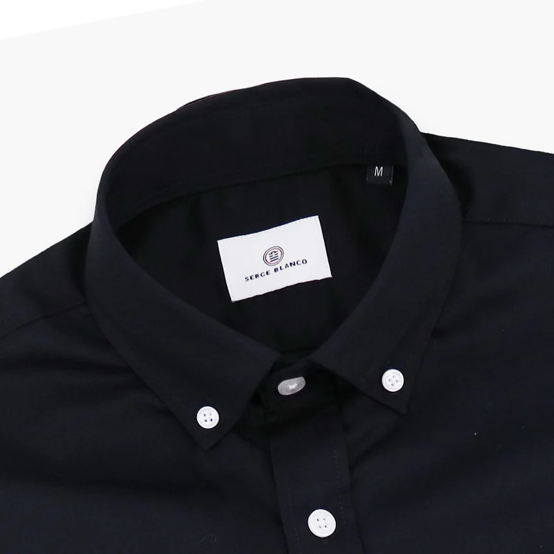 Chemise manches longues en coton avec poche poitrine ronde