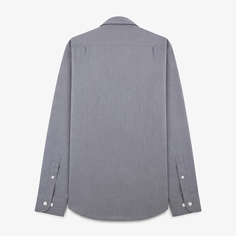 Chemise grise à manches longues en coton avec poche poitrine