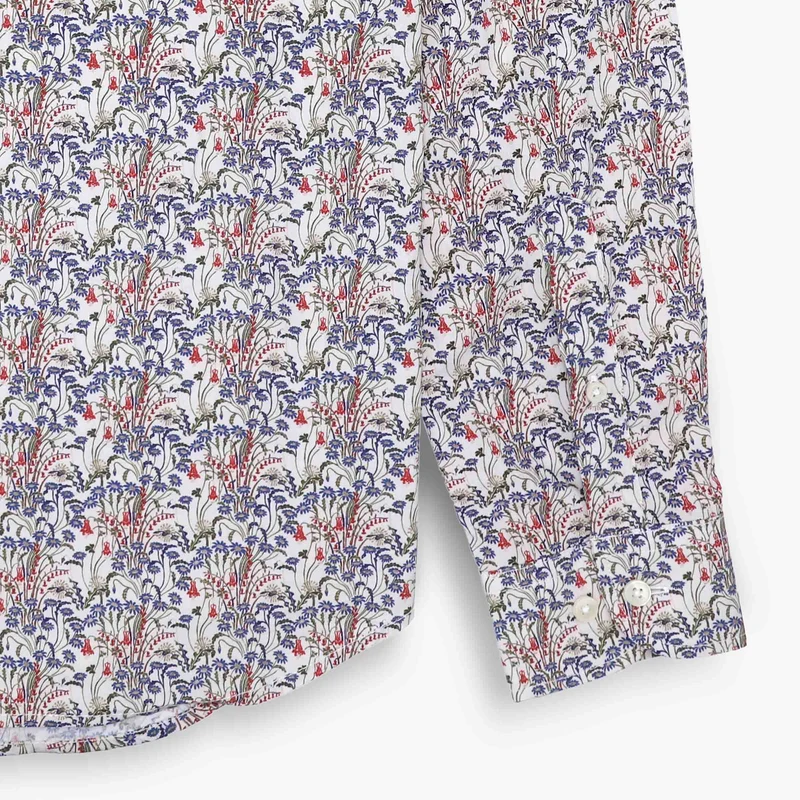 Chemises manches longues brodée blanche et bleue en coton