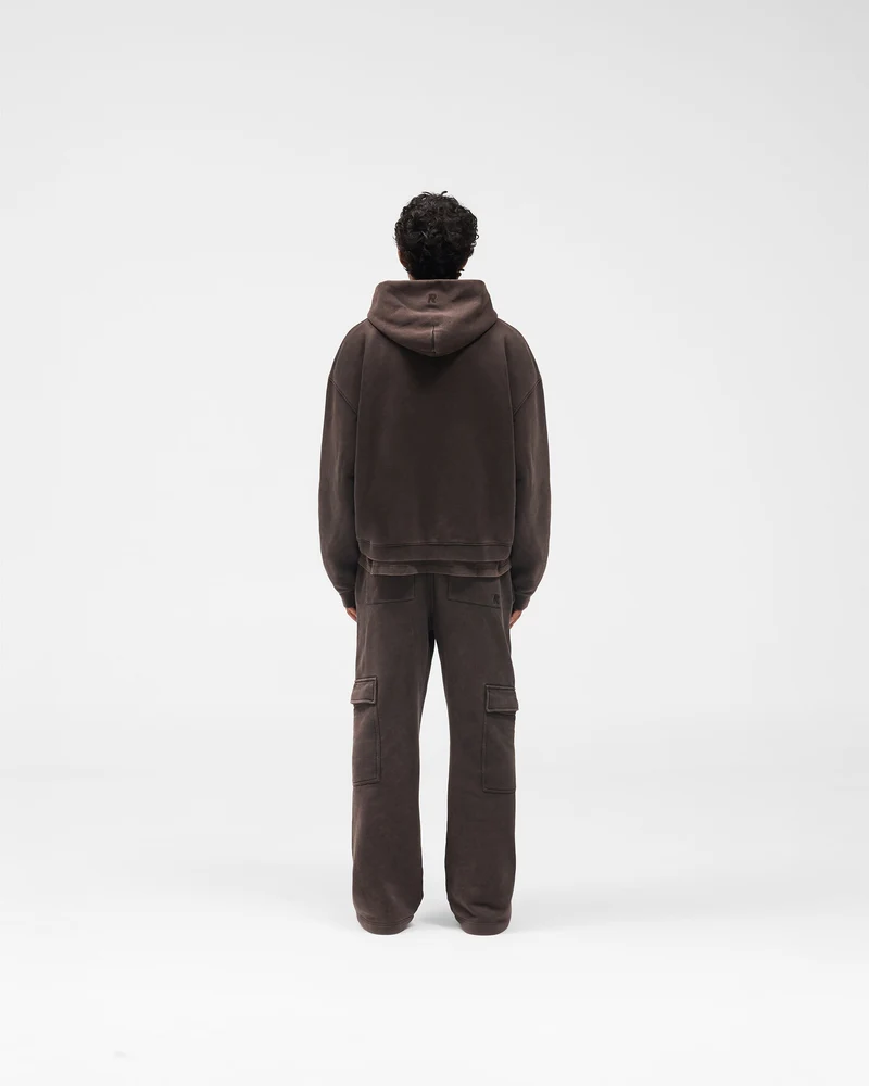 Initial Boxy Zip Through Hoodie - Coffee