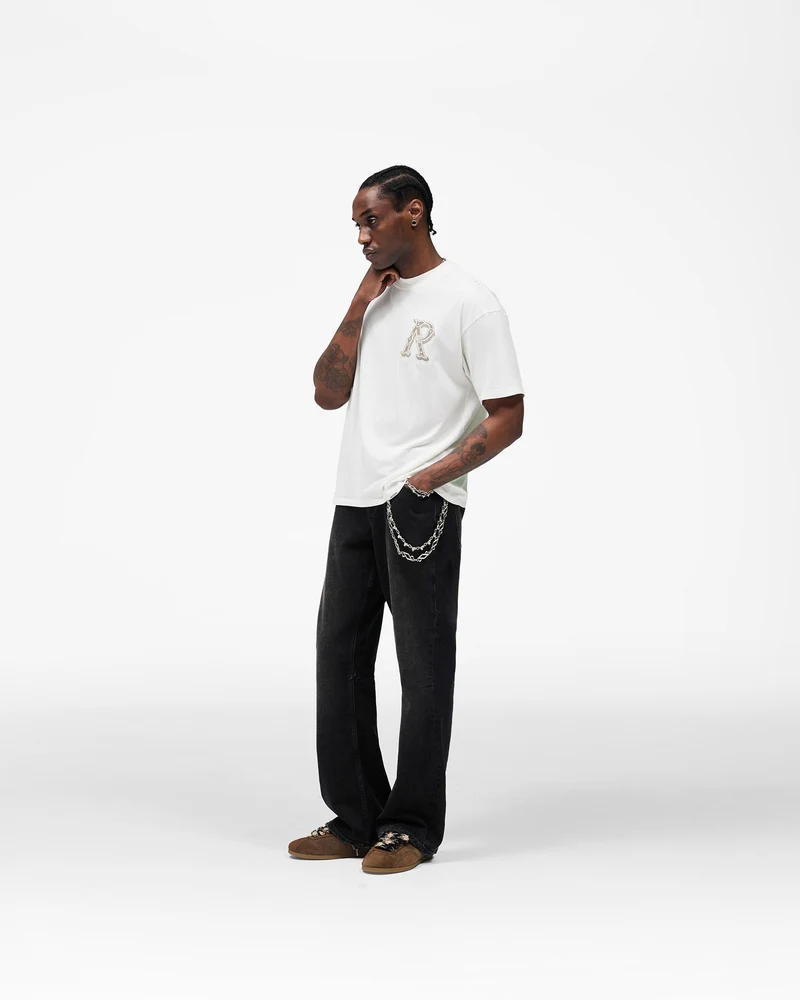 Western Initial T-Shirt - Flat White