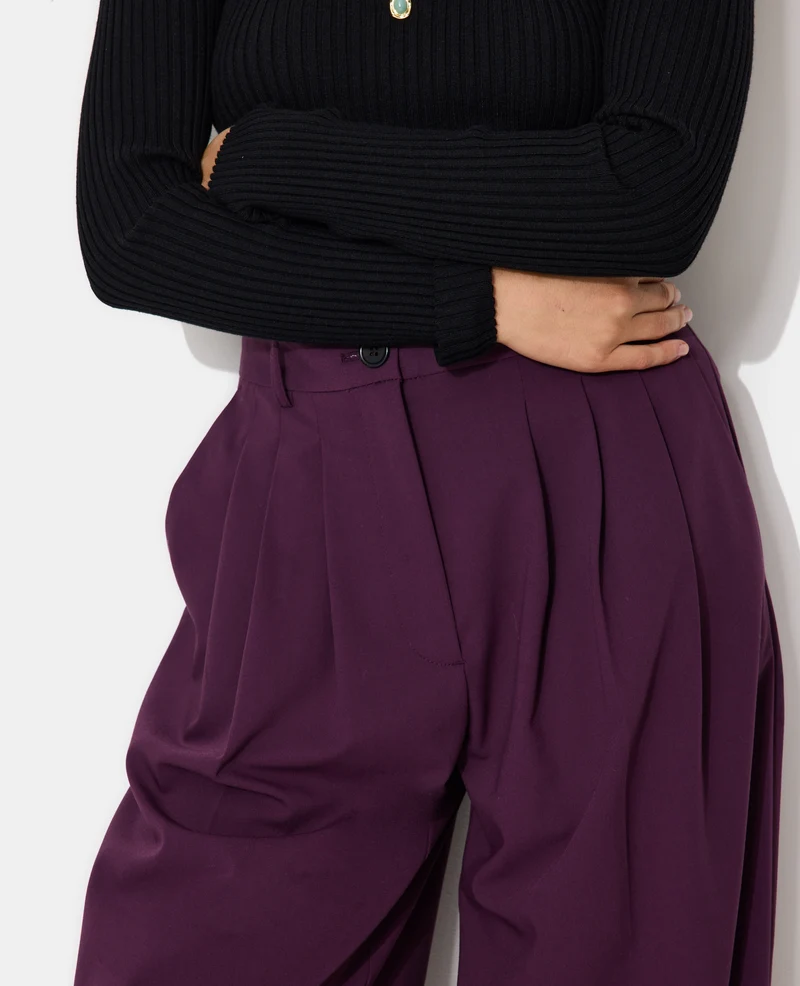 Pantalon barrel taille haute avec pinces