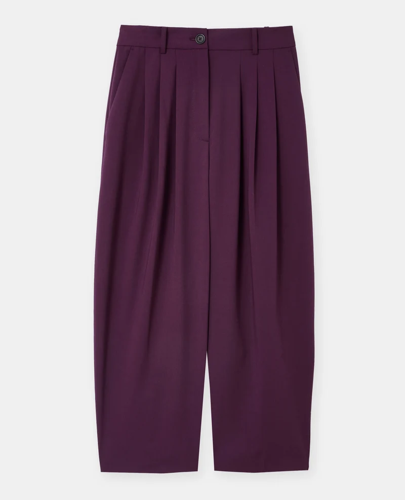 Pantalon barrel taille haute avec pinces